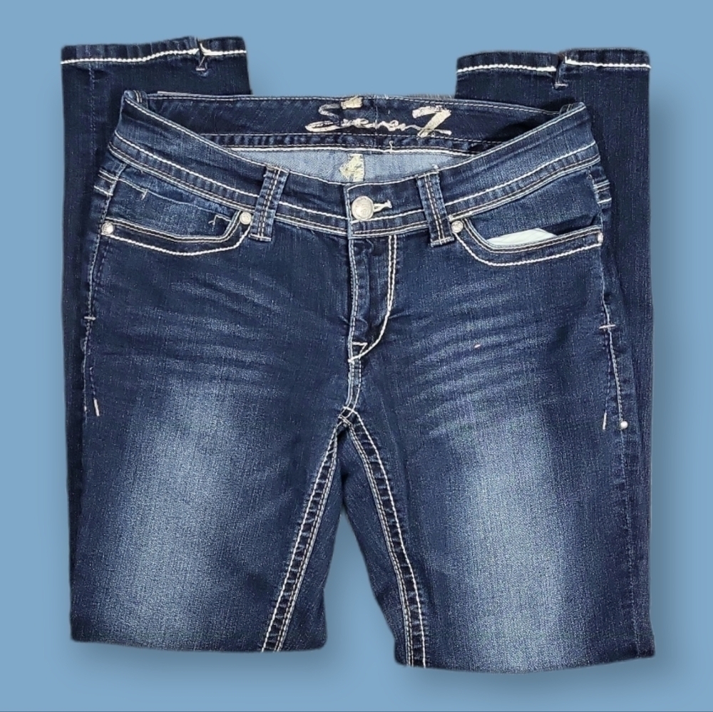 Seven7 Women's Jeans Size 29 Ankle Grazer Skinny Medium Wash Split Cuff